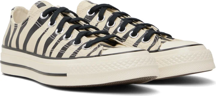 Converse Black & Off-White Chuck 70 Glow-In-The-Dark Zebra Low Top Sneakers - Image 4