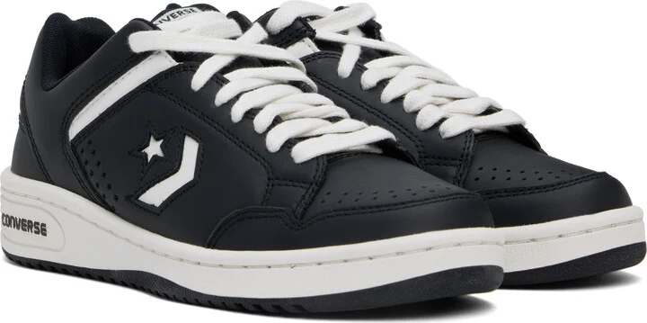 Converse Black & White Weapon Leather Low Top Sneakers - Image 4