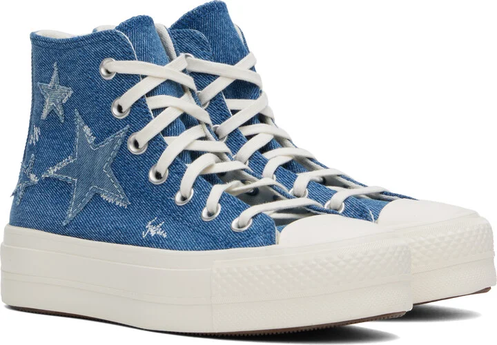Converse Blue Chuck Taylor All Star Lift Platform Denim High Top Sneakers - Image 4
