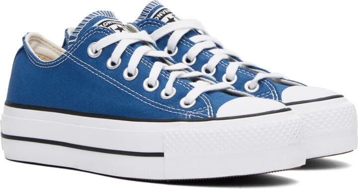 Converse Blue Chuck Taylor All Star Lift Platform Low Top Sneakers - Image 4