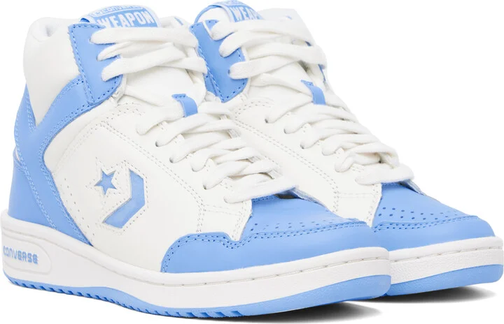 Converse Blue & Off-White Weapon Mid Top Sneakers - Image 4