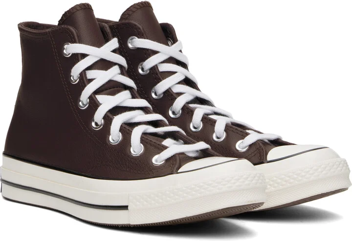 Converse Brown Chuck 70 Heritage Leather High Top Sneakers - Image 4