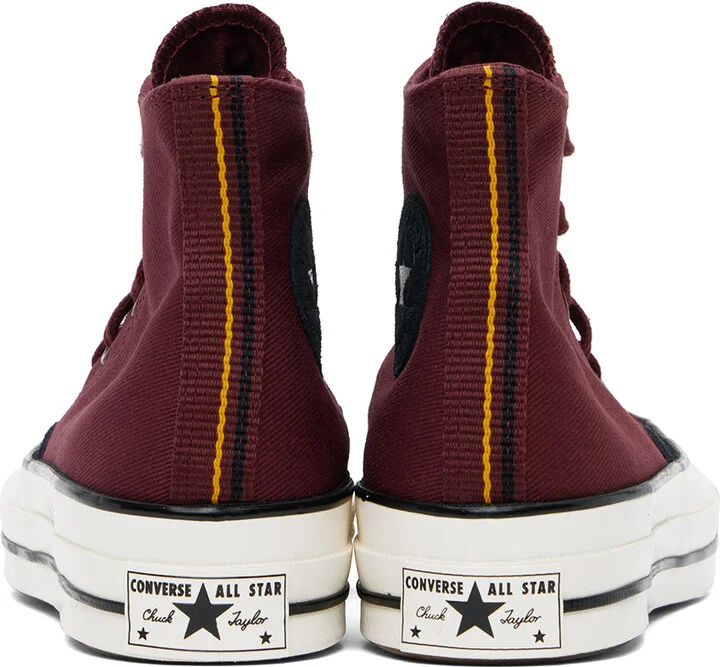 Converse Burgundy & Black Chuck 70 Mixed Materials High Top Sneakers - Image 2