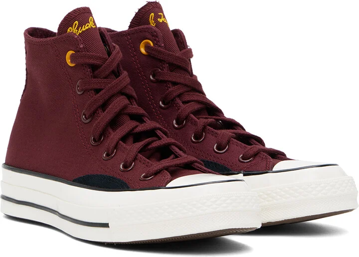 Converse Burgundy & Black Chuck 70 Mixed Materials High Top Sneakers - Image 4