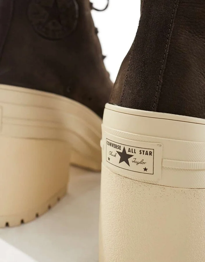 Converse Chuck 70 De Luxe heel platform sneakers in brown - Image 4