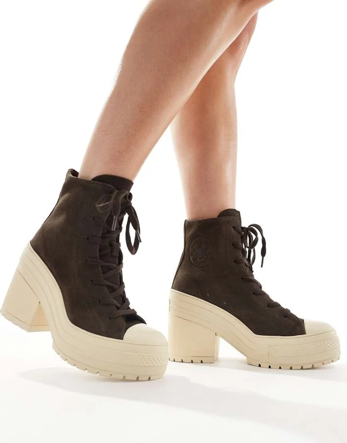Converse Chuck 70 De Luxe heel platform sneakers in brown