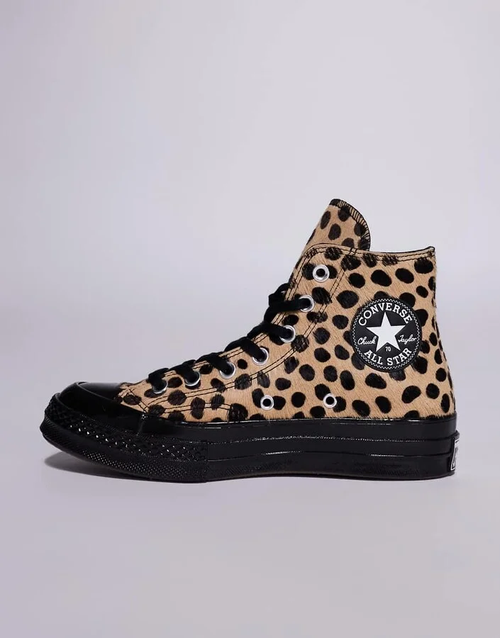 Converse Chuck 70 Pony Hair Sneaker in animal print with black detail - Image 2