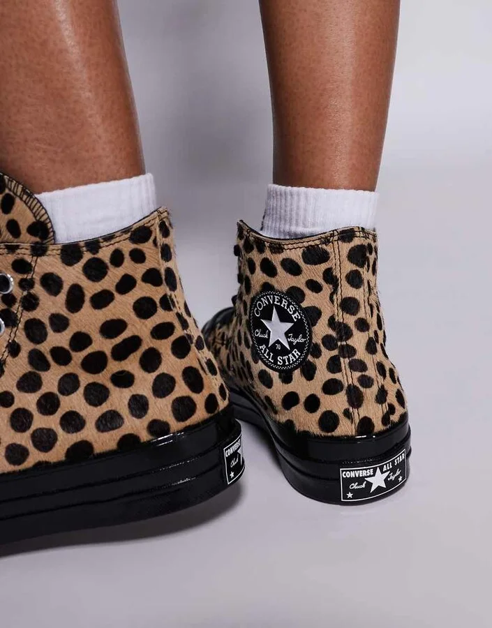 Converse Chuck 70 Pony Hair Sneaker in animal print with black detail - Image 4