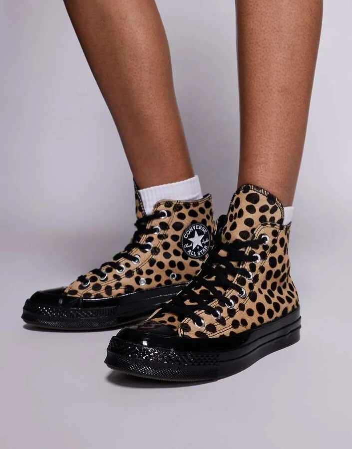Converse Chuck 70 Pony Hair Sneaker in animal print with black detail