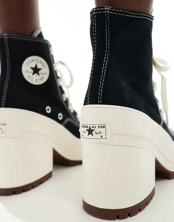 Converse Chuck Taylor 70s Hi Deluxe heeled sneakers in black - Image 3