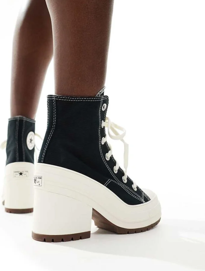 Converse Chuck Taylor 70s Hi Deluxe heeled sneakers in black - Image 4