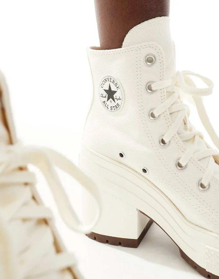 Converse Chuck Taylor 70s Hi Deluxe heeled sneakers in white - Image 3