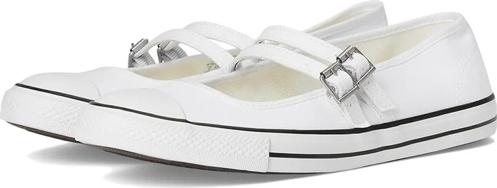 Converse Chuck Taylor All Star Dainty Mary Jane Women's Flat Shoes White/Egret/White : 10 B - Medium, Synthetic/Textile