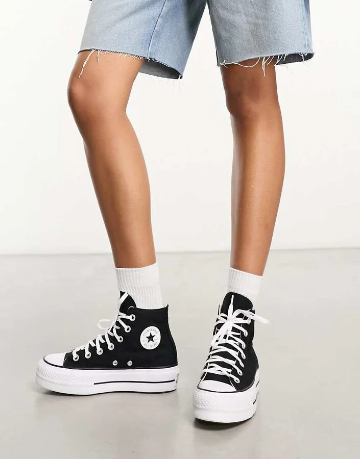 Converse Chuck Taylor All Star Hi Lift canvas platform sneakers in black - Image 2