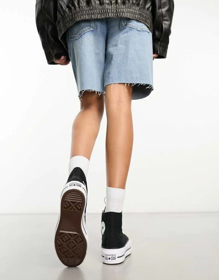 Converse Chuck Taylor All Star Hi Lift canvas platform sneakers in black - Image 4