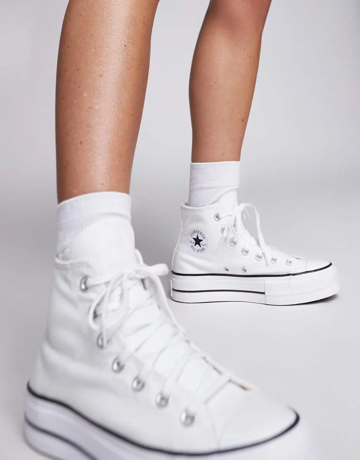 Converse Chuck Taylor All Star Hi Lift canvas platform sneakers in white - Image 4