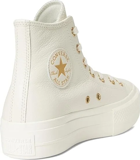 Converse Chuck Taylor All Star High-Top Platform Leather Sneaker Women's Cold Weather Boots Egret/Egret/Gold : Men's 7.5 - Women's 9.5 Medium - Image 4