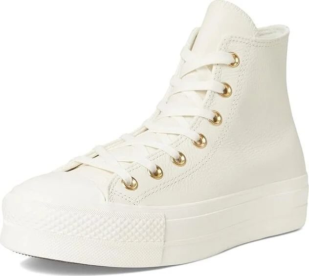 Converse Chuck Taylor All Star High-Top Platform Leather Sneaker Women's Cold Weather Boots Egret/Egret/Gold : Men's 7.5 - Women's 9.5 Medium - Image 5