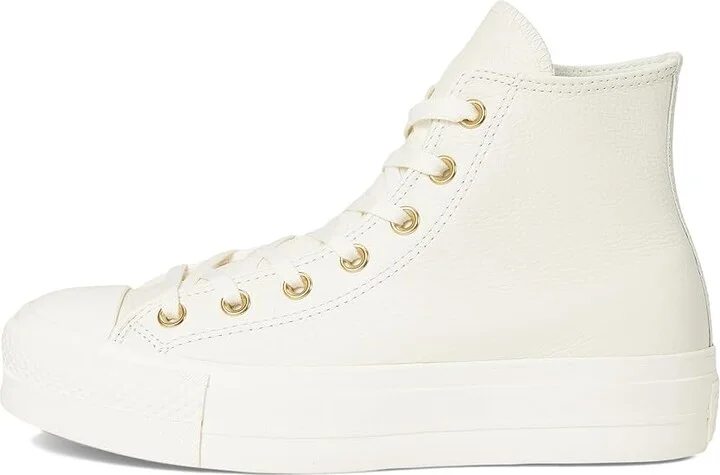 Converse Chuck Taylor All Star High-Top Platform Leather Sneaker Women's Cold Weather Boots Egret/Egret/Gold : Men's 7.5 - Women's 9.5 Medium - Image 6
