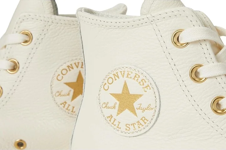 Converse Chuck Taylor All Star High-Top Platform Leather Sneaker Women's Cold Weather Boots Egret/Egret/Gold : Men's 7.5 - Women's 9.5 Medium - Image 7