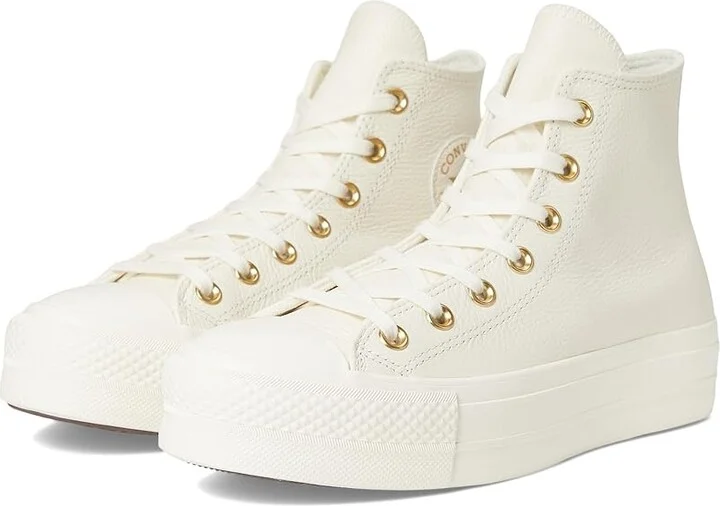 Converse Chuck Taylor All Star High-Top Platform Leather Sneaker Women's Cold Weather Boots Egret/Egret/Gold : Men's 7.5 - Women's 9.5 Medium