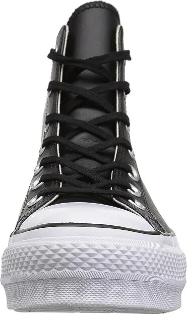 Converse Chuck Taylor All Star High Top Platform Leather Sneaker Women's Lace up casual Shoes Black/Black/White : 10 B - Medium - Image 6