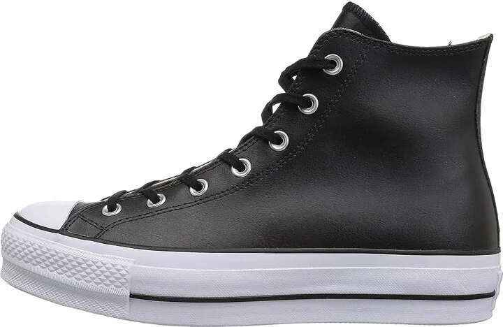 Converse Chuck Taylor All Star High Top Platform Leather Sneaker Women's Lace up casual Shoes Black/Black/White : 10 B - Medium - Image 7