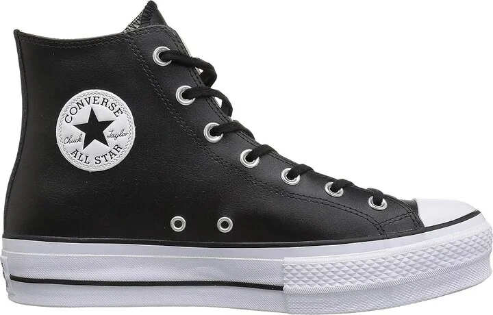 Converse Chuck Taylor All Star High Top Platform Leather Sneaker Women's Lace up casual Shoes Black/Black/White : 10 B - Medium - Image 8