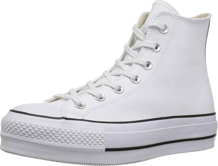 Converse Chuck Taylor All Star High Top Platform Leather Sneaker Women's Lace up casual Shoes White/Black/White : 10 B - Medium - Image 2