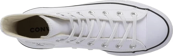 Converse Chuck Taylor All Star High Top Platform Leather Sneaker Women's Lace up casual Shoes White/Black/White : 10 B - Medium - Image 3