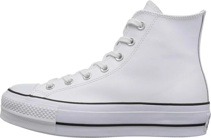 Converse Chuck Taylor All Star High Top Platform Leather Sneaker Women's Lace up casual Shoes White/Black/White : 10 B - Medium - Image 7