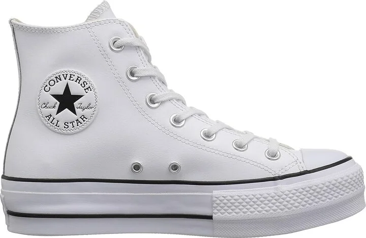 Converse Chuck Taylor All Star High Top Platform Leather Sneaker Women's Lace up casual Shoes White/Black/White : 10 B - Medium - Image 8