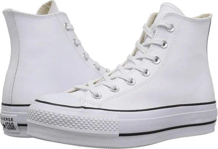 Converse Chuck Taylor All Star High Top Platform Leather Sneaker Women's Lace up casual Shoes White/Black/White : 10 B - Medium