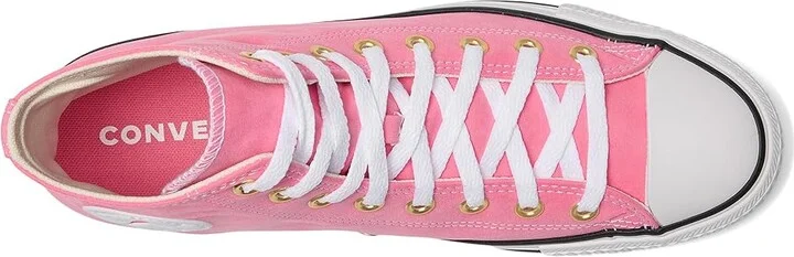 Converse Chuck Taylor All Star High-Top Sneaker Classic Shoes Watermelon Pink/White/Gold : Men's 6 - Women's 8 Medium, Canvas - Image 2