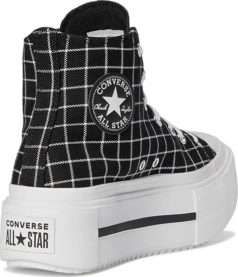 Converse Chuck Taylor All Star Lift Double Stack Platform Plaid Shoes Black/White/Black : Men's 8.5 - Women's 10.5 Medium, Canvas - Image 4