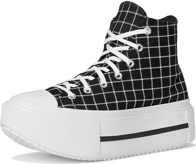 Converse Chuck Taylor All Star Lift Double Stack Platform Plaid Shoes Black/White/Black : Men's 8.5 - Women's 10.5 Medium, Canvas - Image 5