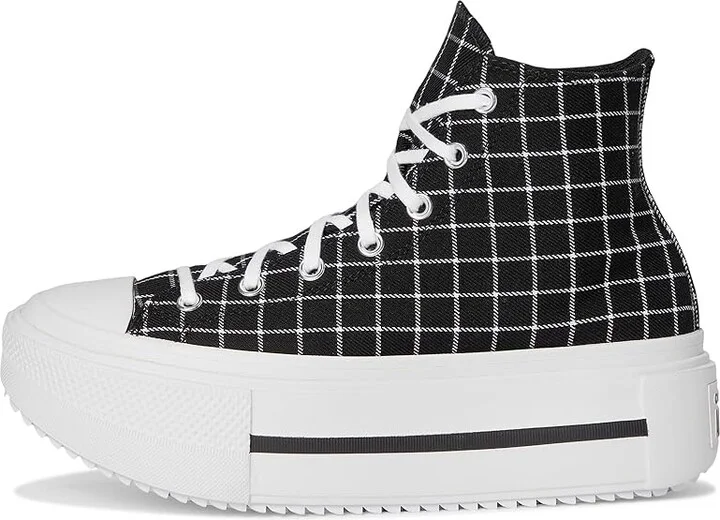 Converse Chuck Taylor All Star Lift Double Stack Platform Plaid Shoes Black/White/Black : Men's 8.5 - Women's 10.5 Medium, Canvas - Image 6