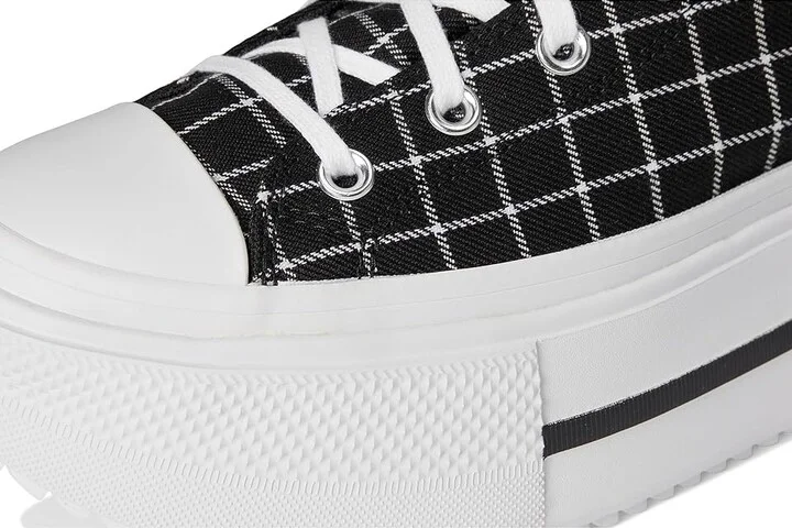 Converse Chuck Taylor All Star Lift Double Stack Platform Plaid Shoes Black/White/Black : Men's 8.5 - Women's 10.5 Medium, Canvas - Image 7