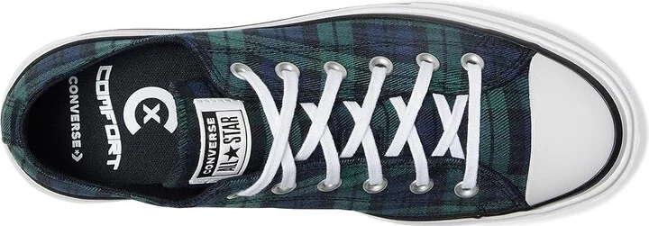 Converse Chuck Taylor All Star Lift Double Stack Platform Plaid Shoes Navy/Black/Branch Out : Men's 8 - Women's 10 Medium, Canvas - Image 2