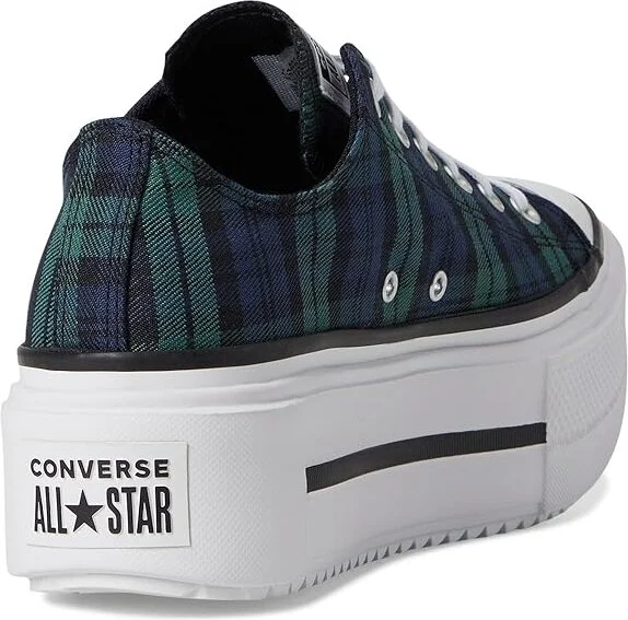 Converse Chuck Taylor All Star Lift Double Stack Platform Plaid Shoes Navy/Black/Branch Out : Men's 8 - Women's 10 Medium, Canvas - Image 4