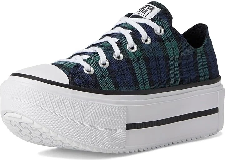 Converse Chuck Taylor All Star Lift Double Stack Platform Plaid Shoes Navy/Black/Branch Out : Men's 8 - Women's 10 Medium, Canvas - Image 5