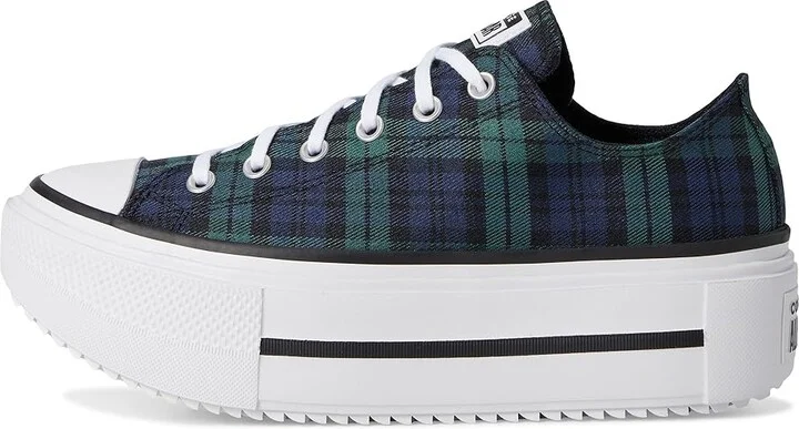Converse Chuck Taylor All Star Lift Double Stack Platform Plaid Shoes Navy/Black/Branch Out : Men's 8 - Women's 10 Medium, Canvas - Image 6