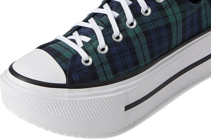Converse Chuck Taylor All Star Lift Double Stack Platform Plaid Shoes Navy/Black/Branch Out : Men's 8 - Women's 10 Medium, Canvas - Image 7