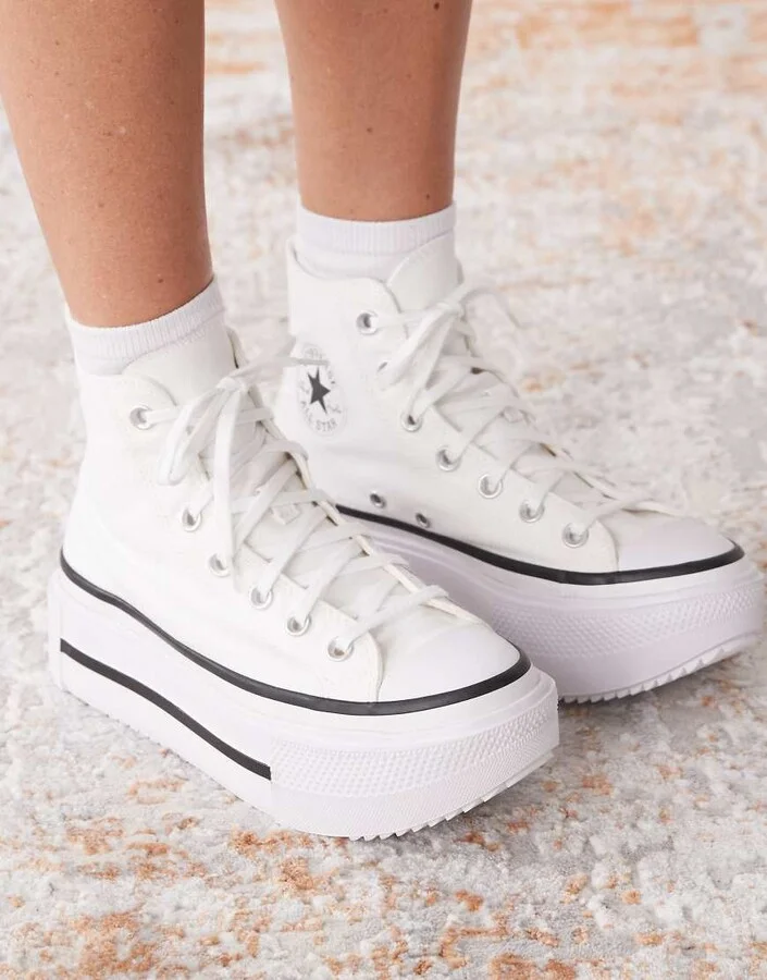 Converse Chuck Taylor All Star Lift Double Stack sneakers in white - Image 4