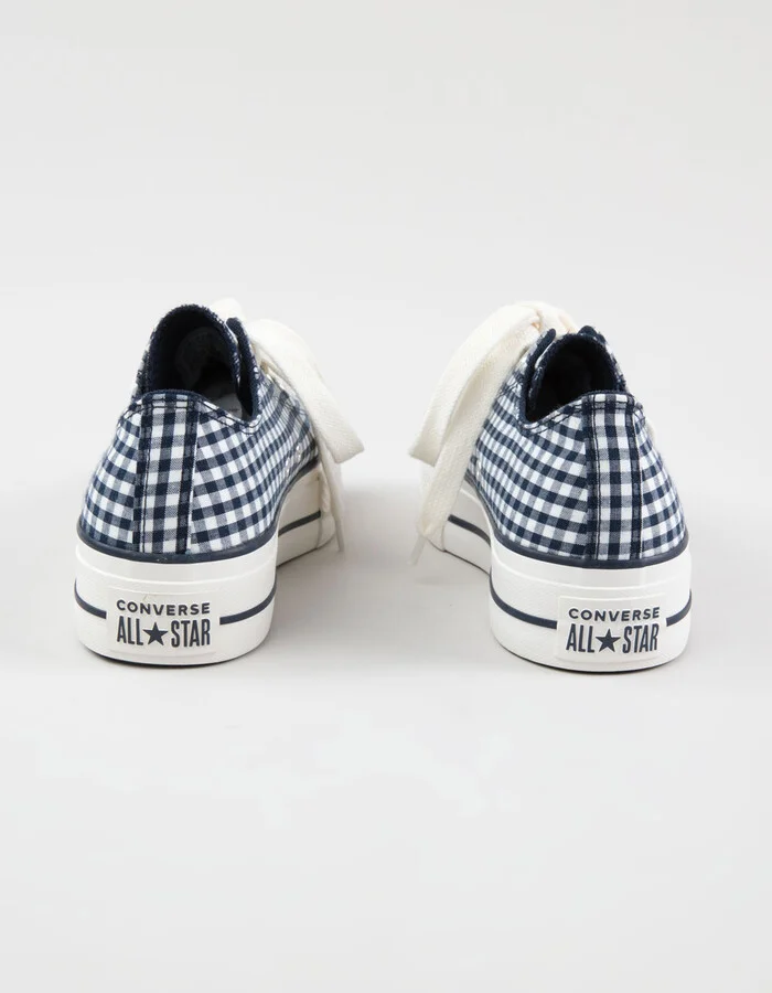 CONVERSE Chuck Taylor All Star Lift Gingham Womens Low Top Platform Shoes - Image 4