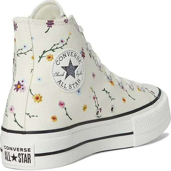 Converse Chuck Taylor All Star Lift Platform Embroidered Blooms Women's Shoes Egret/Vintage White/Black : 10.5 B - Medium, Canvas - Image 4