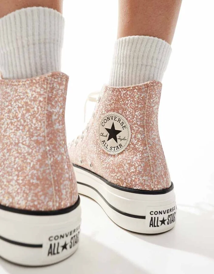 Converse Chuck Taylor All Star Lift Platform Glitter sneaker in pink - Image 3