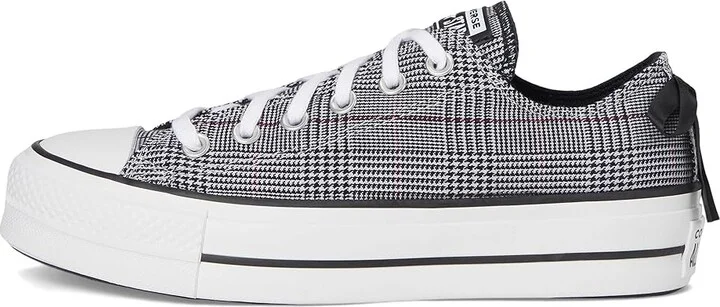 Converse Chuck Taylor All Star Lift Platform Plaid Women's Shoes Black/White/Black : 6.5 B - Medium, Canvas - Image 6