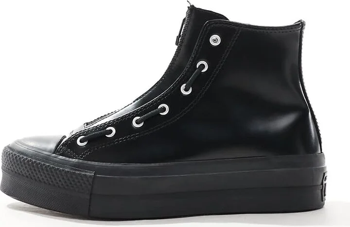 Converse Chuck Taylor All Star Lift sneaker with zip detail in black - Image 2