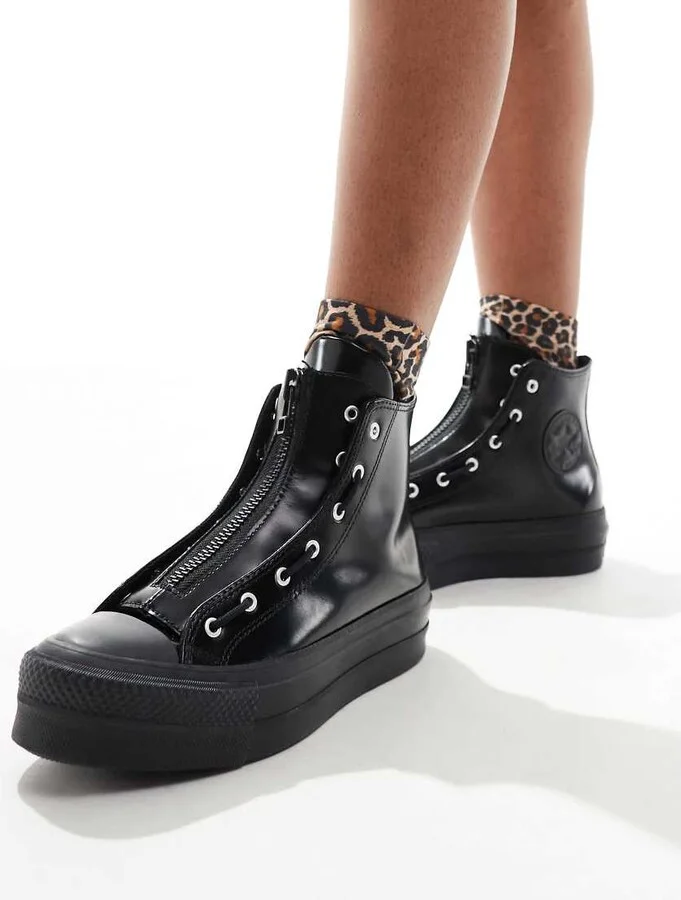 Converse Chuck Taylor All Star Lift sneaker with zip detail in black